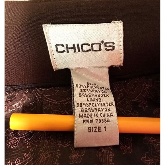 Chico’s Women's Button Front Blazer Jacket size 1 Brown Lined              T 14 - Picture 4 of 5